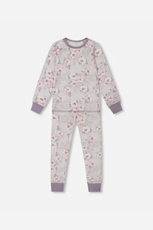 Deux par Deux Big Girls Printed Cotton Long Sleeve Top And Pant Pajama Set