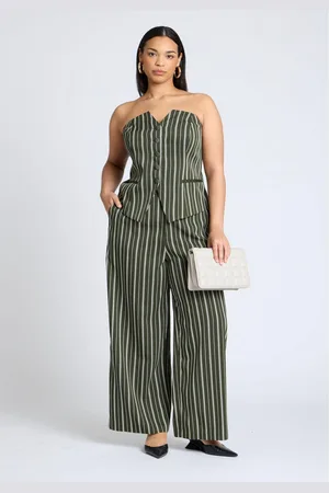 Eloquii Plus Size Wide Leg Striped Pant