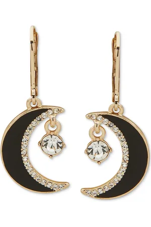 Karl Lagerfeld Gold-Tone Crystal Moon Drop Earrings