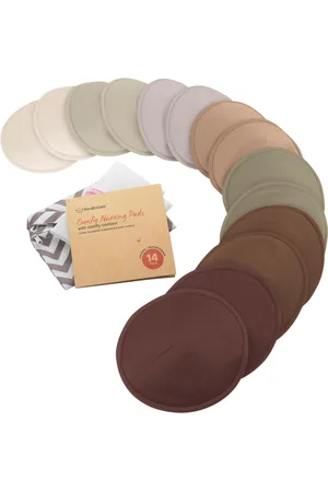 Keababies Maternity 14pk Organic Nursing Pads, Washable Breast Pads + Wash Bag, Reusable Nipple Pads