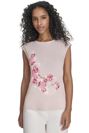 Calvin Klein Petite Sleeveless Printed Blouse