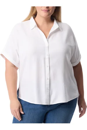 Gloria Vanderbilt Plus Size Cuffed-Sleeve Button-Front Shirt, Exclusively at Macy