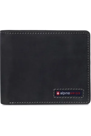 Alpine Swiss Mens Commuter Rfid Bifold Wallet 2 Id Windows Divided Bill Section