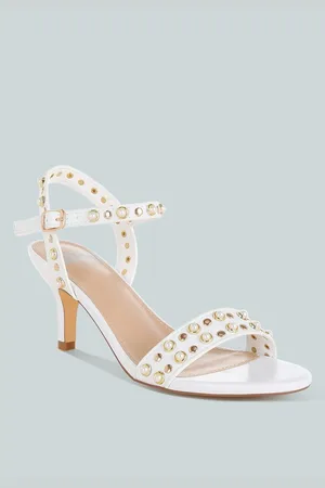 RAG & CO Nidara Studded Real Leather Kitten Heel Sandals