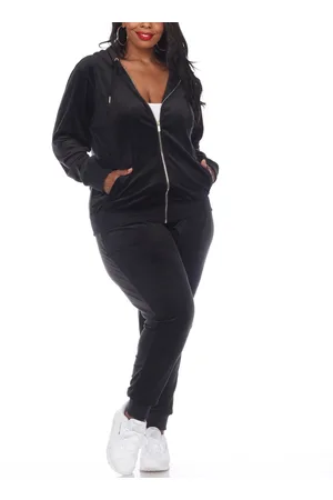 White Mark Plus Size Velour Tracksuit Loungewear 2pc Set