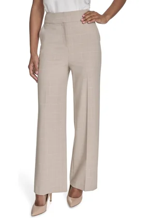 Calvin Klein Petite Windowpane Wide-Leg Pants