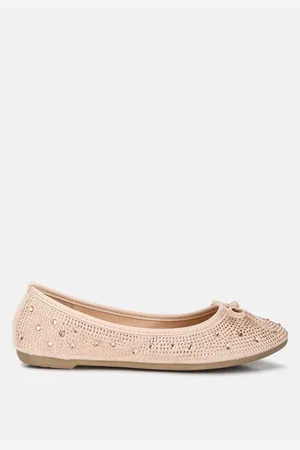 London Rag Womens hosana rhinestones and stud embellished ballet flats
