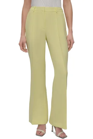DKNY Petite Mid-Rise Pleated Flare-Leg Pants