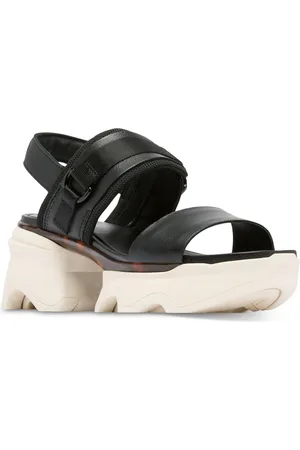 sorel Kinetic Impact Slip-On Slingback Wedge Sandals - Black, Chalk