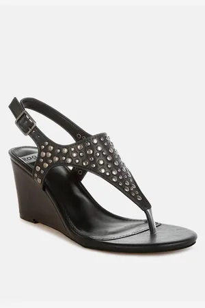 RAG & CO Sappho Studded Thong Toe Wedges