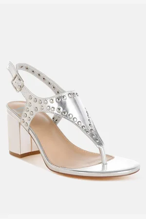 RAG & CO Chan Metallic Studded Statement Heels