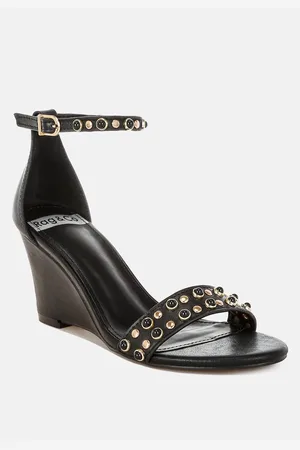RAG & CO Nidara Studs Embellished Genuine Leather Sandals