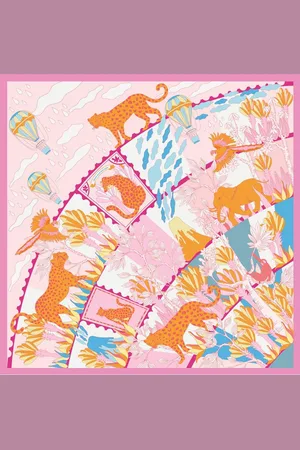 Jessie Zhao New York Double Sided Silk Scarf of Around The World
