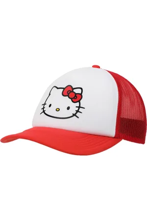 Hello Kitty Character Face Red & White Trucker Hat - Hkc face red white