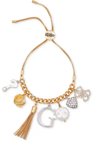 Guess Two-Tone Mixed Stone Multi-Charm Slider Bracelet