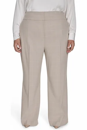 Calvin Klein Plus Size Windowpane Wide-Leg Pants