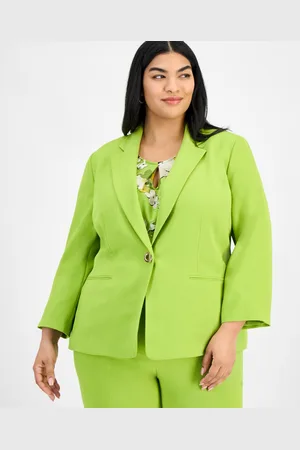 Kasper Plus Size 3/4-Sleeve Eyelet Blazer