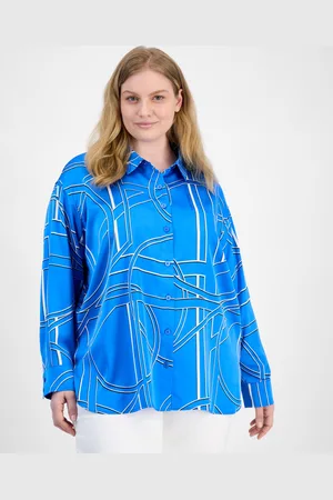 Karl Lagerfeld Plus Size Oversize Button-Front Utility Blouse