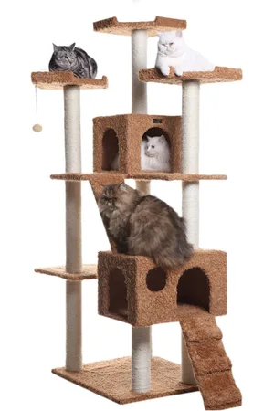 Armarkat 74" Multi-Level Real Wood Cat Tree with ScratchhIng Posts, Large Platform, and Sisal Scratching Posts in