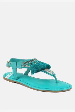 RAG & CO Risha Genuine Leather Tassel Sandals