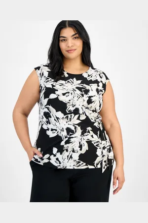 Kasper Plus Size Printed Cap-Sleeve Blouse