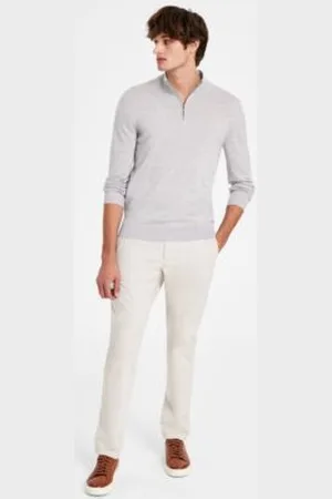 Charles Tyrwhitt Mens Ultimate Non Iron Chino Pants Merino Wool Quarter Zip Sweater