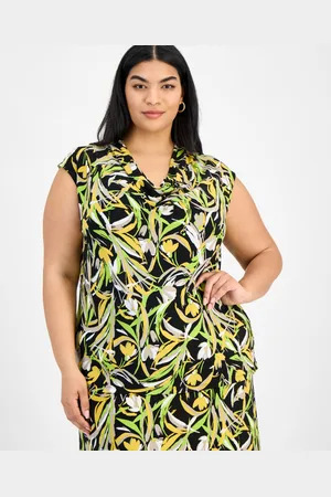 Kasper Plus Size Printed Cowlneck Blouse