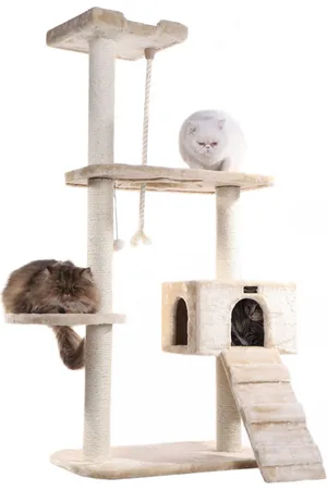 Armarkat Cats Natural Sisal Posts Tower, Real Wood Scratching Tree For Cats, 58inch Height Condo A5801
