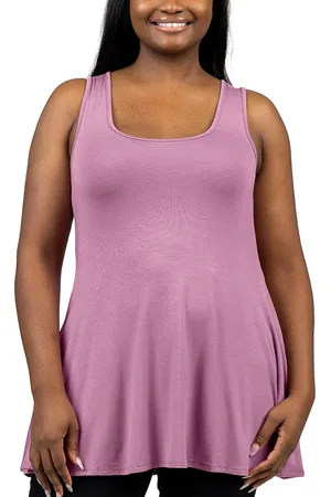 24Seven Comfort Apparel Plus Size Sleeveless Tunic Tank Top