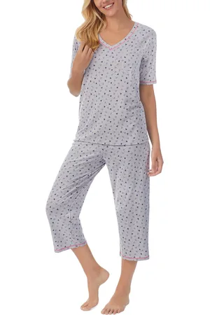 Cuddl Duds Printed Elbow-Sleeve Top & Capri Pants Pajama Set