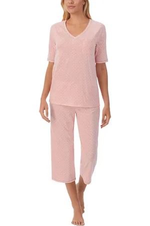 Cuddl Duds Printed Elbow-Sleeve Top & Capri Pants Pajama Set
