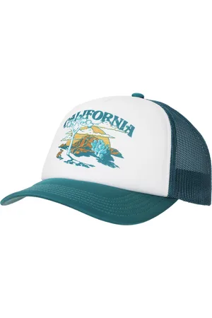 Generic California Mountains & Desert White & Green Foam Trucker Hat - California mountains desert