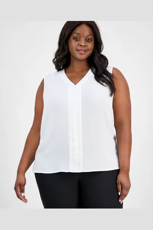 Kasper Plus Size Sleeveless V-Neck Blouse