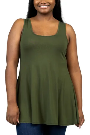 24Seven Comfort Apparel Plus Size Sleeveless Tunic Tank Top