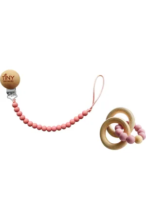 Tiny Teethers Designs 3 Stories Trading Tiny Teethers Infant Silicone And Beech Rattle And Pacifier Clip Set