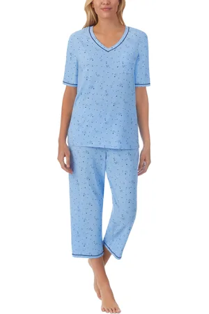 Cuddl Duds Printed Elbow-Sleeve Top & Capri Pants Pajama Set