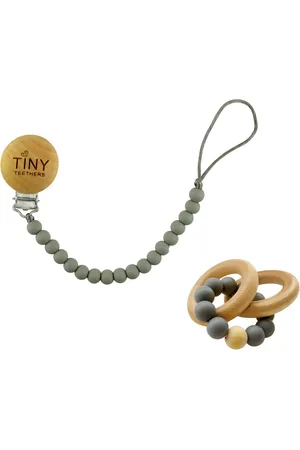 Tiny Teethers Designs 3 Stories Trading Tiny Teethers Infant Silicone And Beech Rattle And Pacifier Clip Set