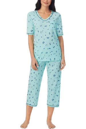 Cuddl Duds Printed Elbow-Sleeve Top & Capri Pants Pajama Set