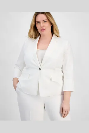 Kasper Plus Size Linen-Blend Blazer