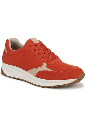 Naturalizer Shay Lace Up Platform Sneakers - Pepper Red Suede/Coastal Tan Leather