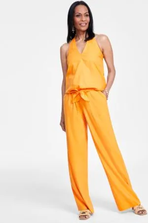 I.N.C. International Concepts Womens Tie Front Halter Blouse Paperbag Waist Pants Created For Macys