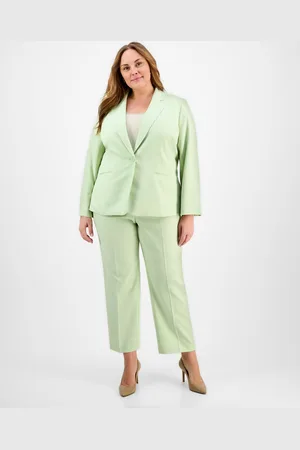 Le Suit Plus Size Single-Button Straight-Leg Pantsuit