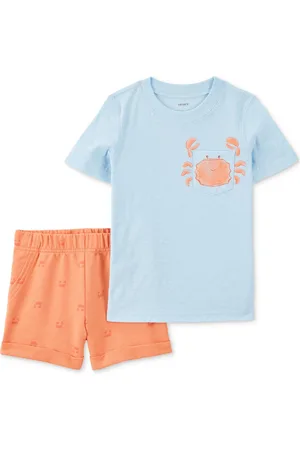 Carters Toddler Boys Crab Top & Shorts, 2 Piece Set - Blue/Orange