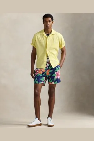 Ralph Lauren Mens Striped Cotton Jersey T Shirt Swim Trunks Lace Up Sneakers