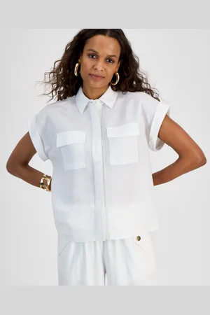 I.N.C. International Concepts Petite Short-Sleeve Button-Front Shirt, Exclusively at Macy