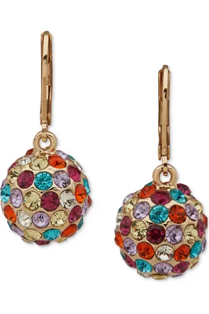 Karl Lagerfeld Gold-Tone Crystal Pave Fireball Drop Earrings