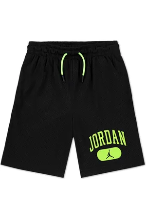 Jordan Big Boys Mesh Logo Shorts - Black/ Electric Green