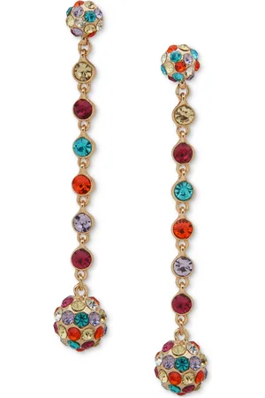 Karl Lagerfeld Gold-Tone Stone & Crystal Fireball Linear Drop Earrings