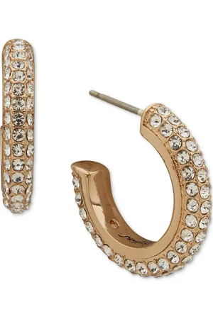 Karl Lagerfeld Gold-Tone Crystal Pave Small Hoop Earrings. 0.52"