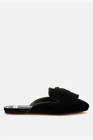 RAG & CO Cardinal Tassel Detail Velvet Mules